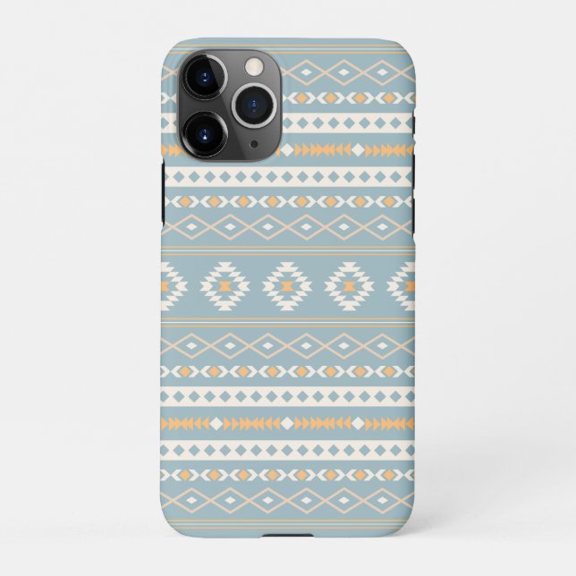 Coque iPhone Motif Motif Mixte Aztec Crème Bleu Orange (Dos)