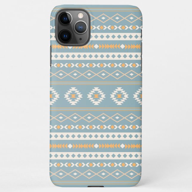 Coque iPhone Motif Motif Mixte Aztec Crème Bleu Orange (Dos)