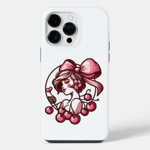 Coque Pour Pour iPhone 14 Pro Max motif noeud et cerise