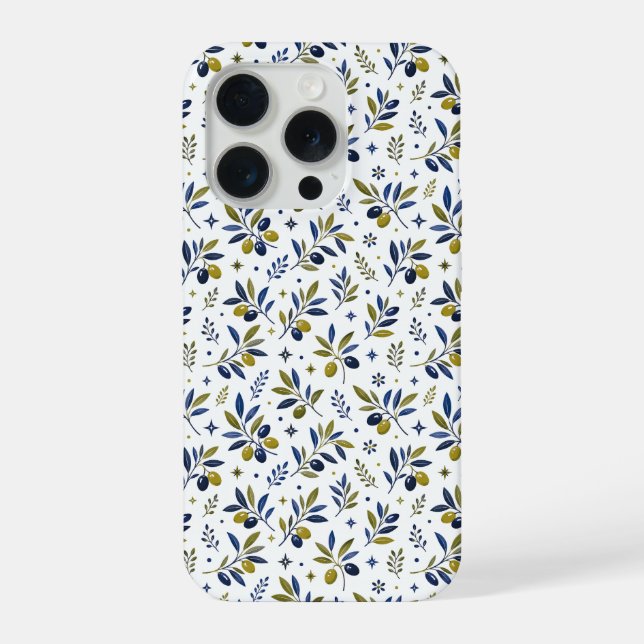 Coque iPhone Motif olive de campagne française aquarelle vert s (Verso)