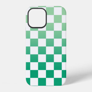 Coque iPhone 12 Motif Ombré vert clair À damiers vert foncé