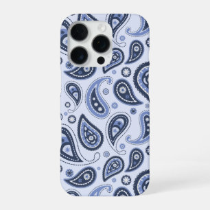Coque iPhone 16 Pro Motif Paisley Bleu