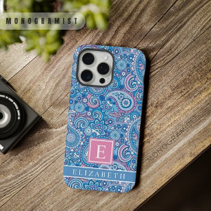 Motif Paisley Personnalisé Bleu Clair Blanc Rose