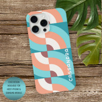 Motif personnalisé vert sarcelle mauve taupe rétro