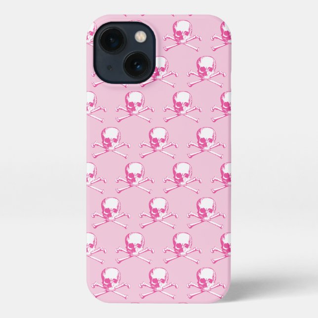 Coque iPhone Motif Pink Crâne Et Crossbones (Verso)