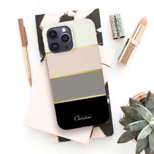 Coque Pour Pour iPhone 14 Pro Max Motif rayures modernes chic avec nom