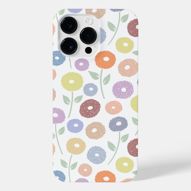Coque iPhone Motif Répété de Fleur Floue Pastels sur Blanc (Verso)