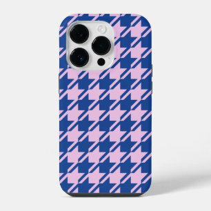 Coque Pour iPhone 14 Plus Motif rose et bleu pied-de-poule