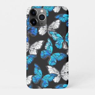 Coque iPhone 11Pro Motif sans couleur foncée avec papillons bleus Mor