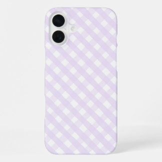Coque iPhone 16 Plus Motif sans couture à carreaux gingham lilas peint