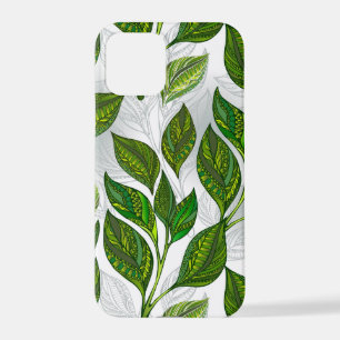 Coque iPhone 12 Pro Motif sans couture avec Feuilles de thé vert