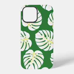 Coque iPhone 12 Motif sans couture de feuilles de monstera blanche