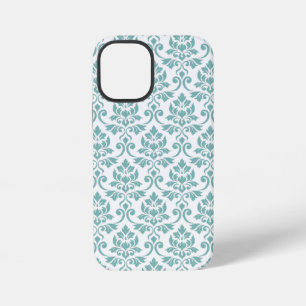Coque iPhone 12 Mini Motif sarcelle damas Feuille