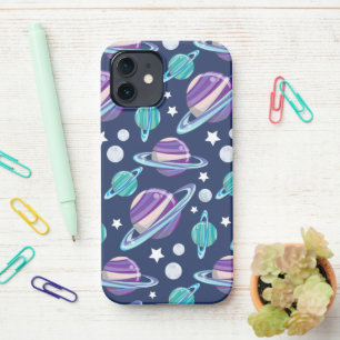 Coque iPhone 12 Motif spatial, Planètes, Étoiles, Galaxie, Cosmos