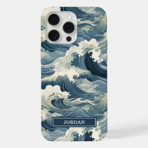 Motif Vagues Japonaises Monogrammé