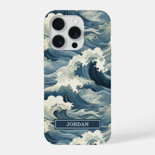 Motif Vagues Japonaises Monogrammé
