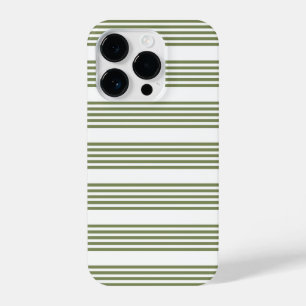 Coque Pour iPhone 14 Plus Motif vert olive et blanc cinq bandes