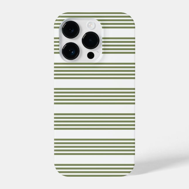 Coque iPhone Motif vert olive et blanc cinq bandes (Verso)