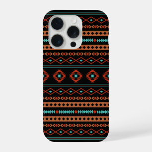 Motifs Mixtes Azteque Rouille Turquoise Noir