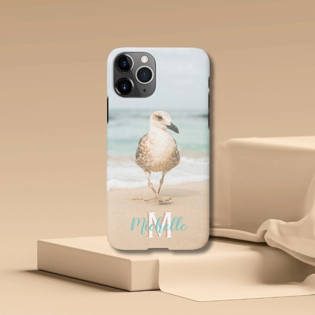 Coque iPhone Mouette Belle Sur La Plage Ensoleillée Et Océan Bl (Créateur téléchargé)