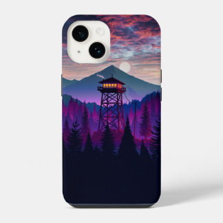 Coque Pour iPhone 14 Mountain Watchtower Téléphone Pittoresque Case 2