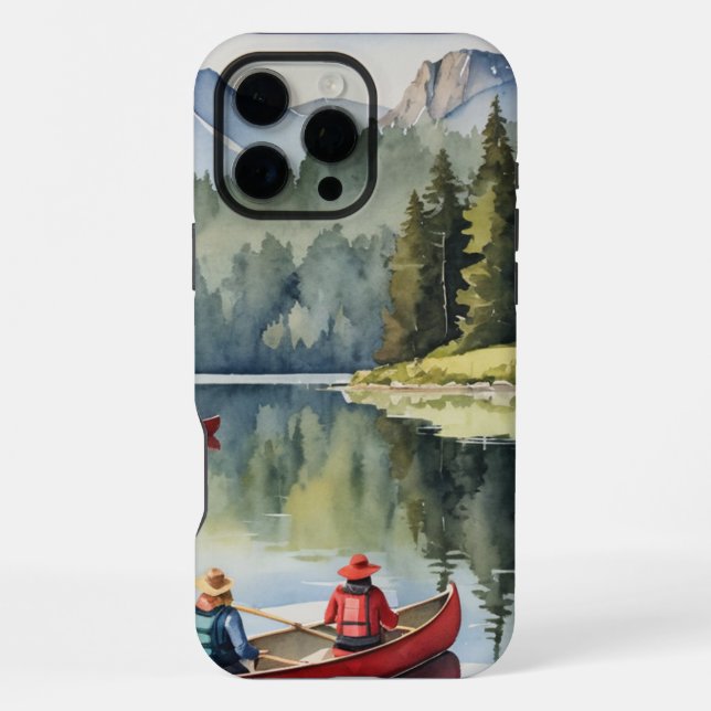 Coque iPhone Mountain Wilderness Red Canoe Lake (Verso)
