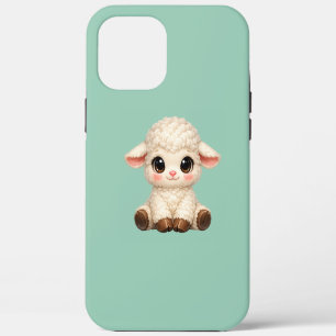 Coque iPhone 12 Pro Max Mouton Kawaii assis joyeusement avec Douceur