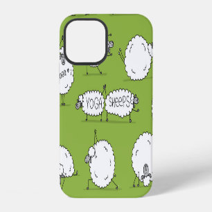 Coque iPhone 12 Moutons de yoga : croquis fantaisiste amusant.