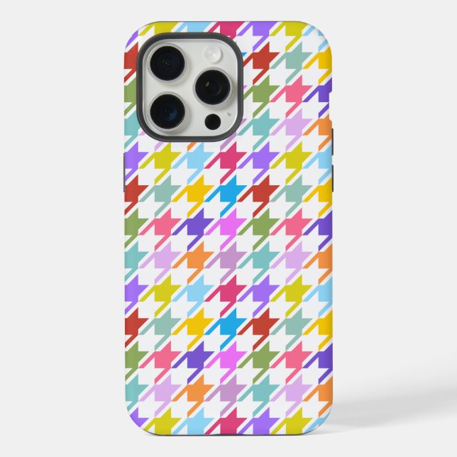 Coque iPhone Multicolor Houndstooth+Motif blanc (Verso)