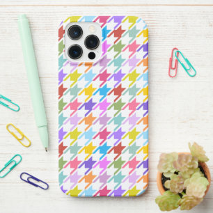 Coque iPhone 12 Pro Max Multicolor Houndstooth+Motif blanc
