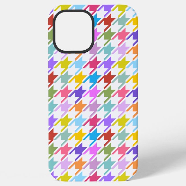Coque iPhone Multicolor Houndstooth+Motif blanc (Verso)