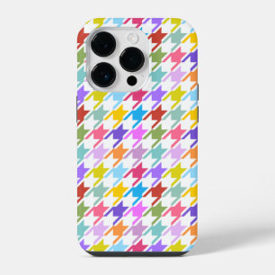 Coque Pour iPhone 14 Plus Multicolor Houndstooth+Motif blanc