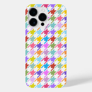 Coque Pour Pour iPhone 14 Pro Max Multicolor Houndstooth+Motif blanc