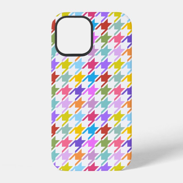 Coque iPhone Multicolor Houndstooth+Motif blanc (Verso)