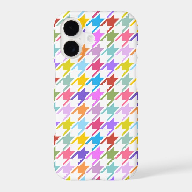 Coque iPhone Multicolor Houndstooth+Motif blanc (Verso)