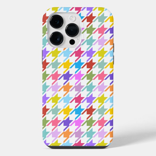 Coque iPhone Multicolor Houndstooth+Motif blanc (Verso)