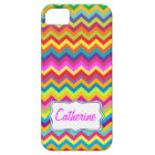 Coque iphone multicolore de motif de zigzag de