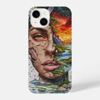 Coque Pour iPhone 14 “Nature Within – Artistic Woman & Mountain River L