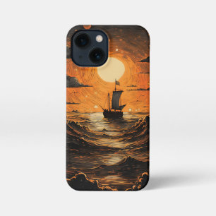 Etui iPhone 13 Mini Navire naviguant la nuit