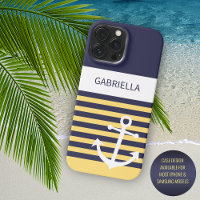 Navy bleu foncé personnalisé bandes blanches jaune