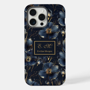 Coque iPhone Navy Gold Motif Floral Sweet Sixteen
