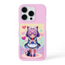 Neko maid style anime pixel style