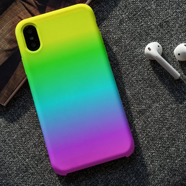 Coque iPhone Néon Fluorescent Ombre Arc-en-Ciel (Créateur téléchargé)