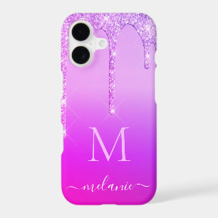 Coque iPhone Neon Violet Nom et Lettre Personnalis