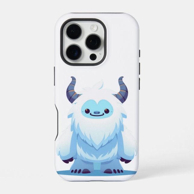 Coque iPhone Noël mignon/yeti d'hiver (Verso)