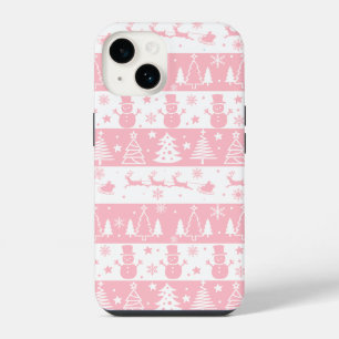 Coque Pour iPhone 14 Noël rose mignon hiver
