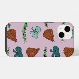 Coque Pour iPhone 14 Noëls Rubans et Pommes de Pin