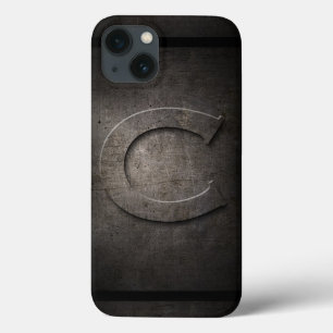 Coque iphone noir de monogramme en métal C