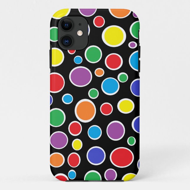 Coque iphone noir de pois coloré (Dos)