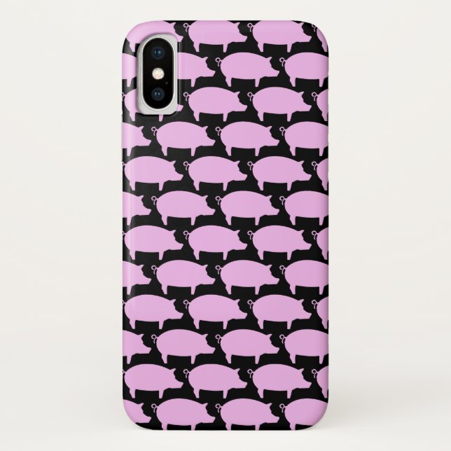 Coque iphone noir éditable de cochon tendance (Dos)